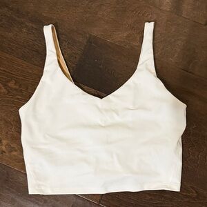 Cream V-Neck Cropped Tank Top - Women